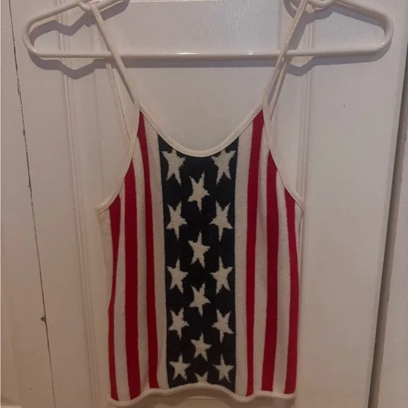 Vertigo Paris Red, White, and Blue Star Crop Top patriotic tank top - Picture 1 of 8